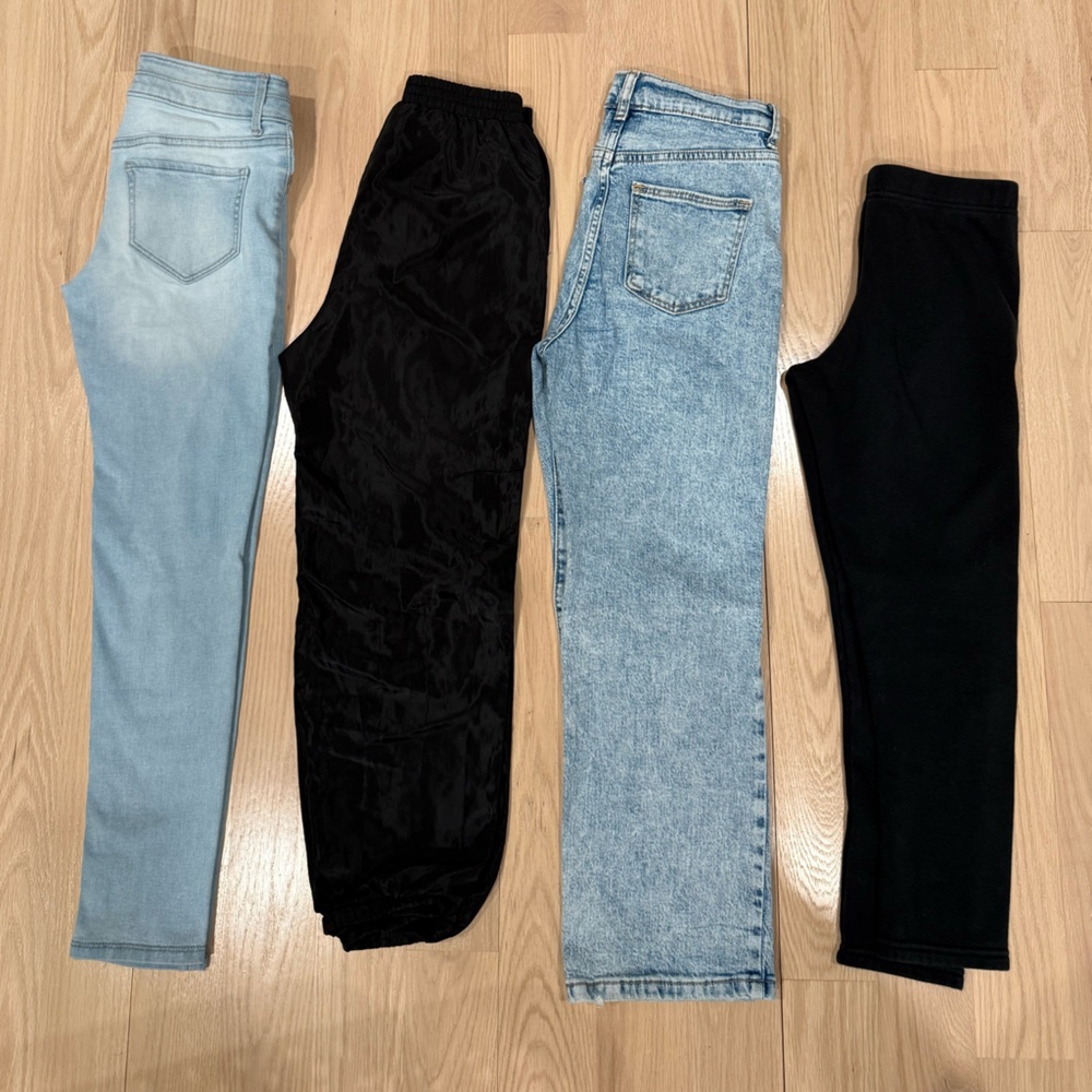 Trendy Denim and Black Pants Set